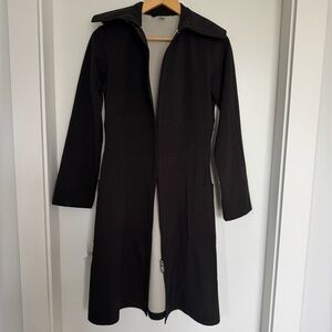 Lotuswear Long Black Trench Coat XS Made in Canada Minimalist Tailored